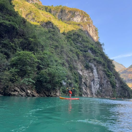 This is kayak on Nho Que river with our team ha giang expeditions
